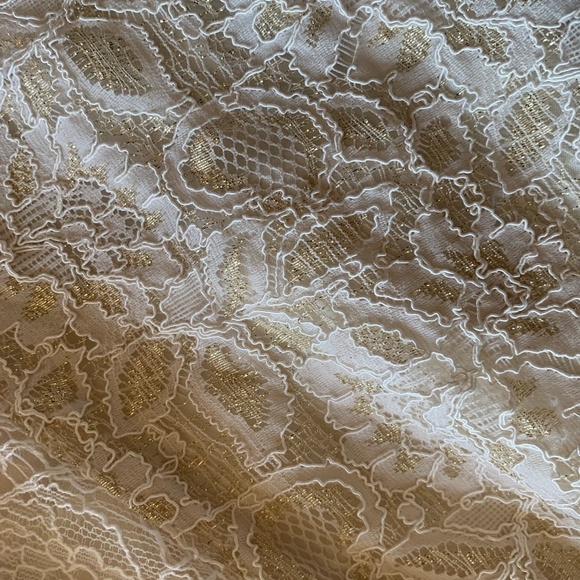 NWOT Free People white and golden floral lace mini baby doll dress - Picture 4 of 9